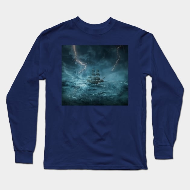 ship into the storm Long Sleeve T-Shirt by psychoshadow